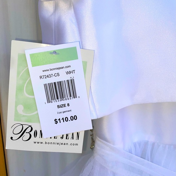 BONNIE JEAN TULLE & SATIN DRESS WITH BOLERO JACKET & RHINESTONE CLASP - Picture 13 of 13